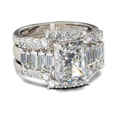 Jeulia 3PC Radiant Cut Sterling Silver Ring Set