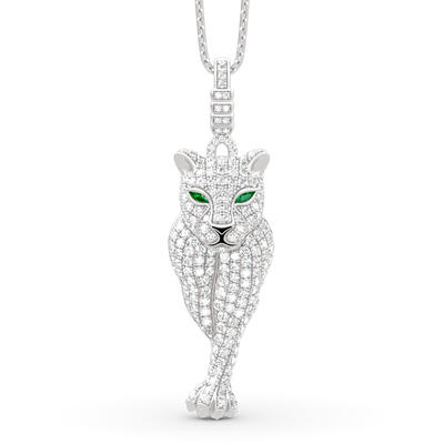 Jeulia Leopard Pendant Sterling Silver Necklace