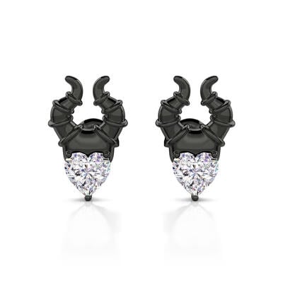 Jeulia "My Godmother" Heart Cut Black Sterling Silver Earrings
