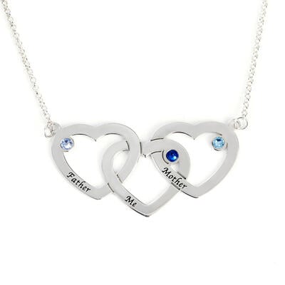 Jeulia Interlocking Heart Sterling Silver Personalized Necklace