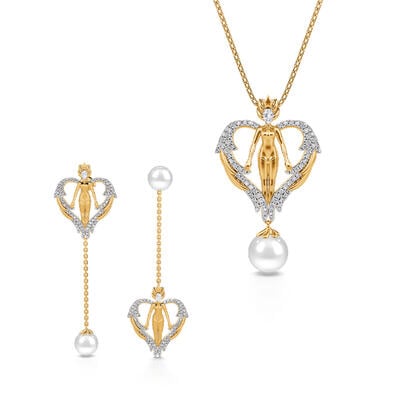 Jeulia "Winged Angel" Sterling Silver Jewelry Set