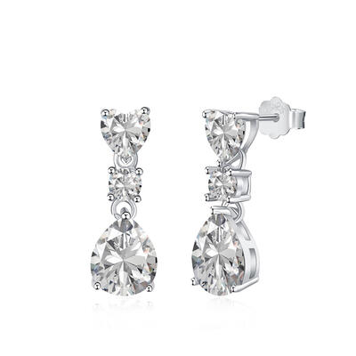 Jeulia Pendientes colgantes de plata de ley con múltiples formas y tres piedras