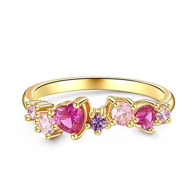 Jeulia "Dream Garden" Multi-color Stone Sterling Silver Ring Shiny