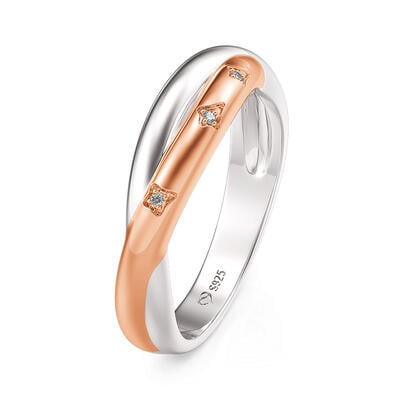 Jeulia Everyday Two-Tone Twist Star Ring