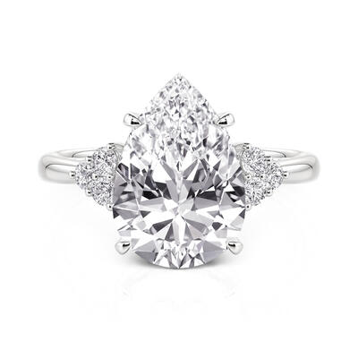 Jeulia Pear Three Stone Engagement Ring Sterling Silver