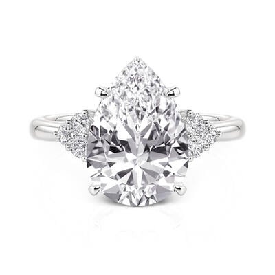 Jeulia Anillo de Compromiso Tres Piedras Pera de Plata de Ley