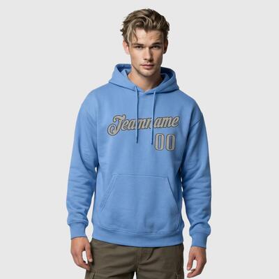 Comfortable Custom Stitched Light Blue Sports Pullover Hoodie Breathable Fabric Custom Team Name & Chosen Number