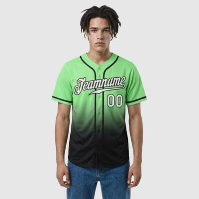 Custom Pea Green Fade Fashion Baseball Jersey – Personalized Name, Number, Logo & Bulk Orders