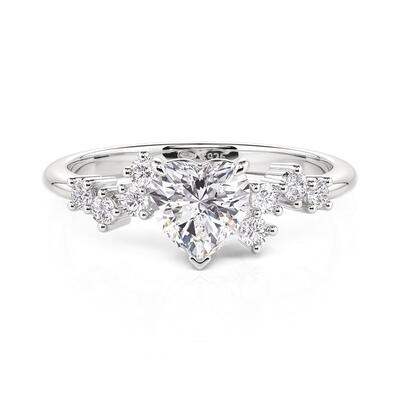 Jeulia Heartbeat Engagement Ring with Heart Cut Center Stone