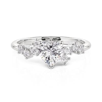 Jeulia Heartbeat Engagement Ring with Heart Cut Center Stone