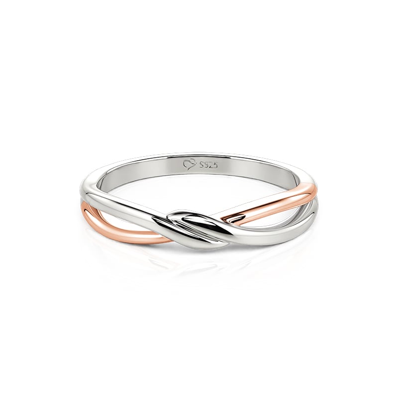 Jeulia Infinity Twist Two Tone Brushed Men's Wedding Band