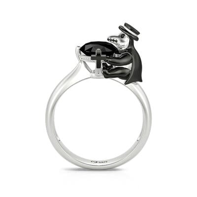 Jeulia Hug Me "Find Your Justice" Crow Doctor Round Cut Sterling Silver Ring