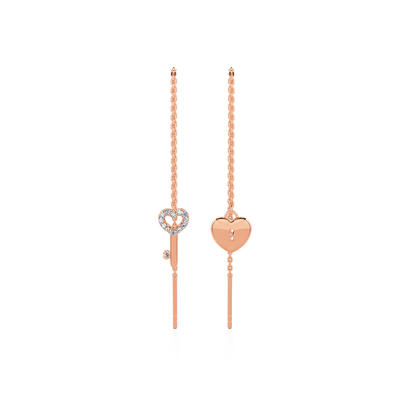Jeulia "Key & Lock" Sterling Silver Threader Earrings