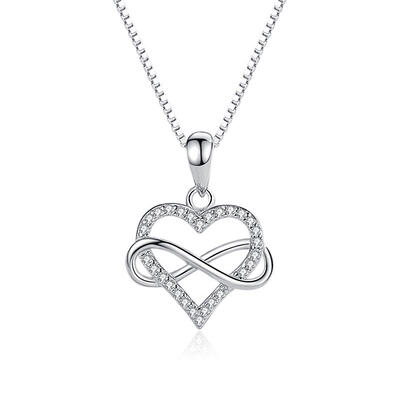 Jeulia "You Complete Me" Infinity Love Heart Sterling Silver Necklace