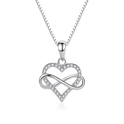 Jeulia "You Complete Me" Infinity Love Heart Sterling Silver Necklace