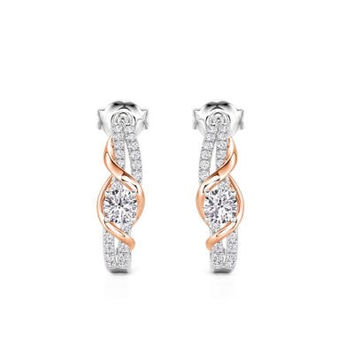 Jeulia Amore Classic Twist Two Tone Hoop Earrings
