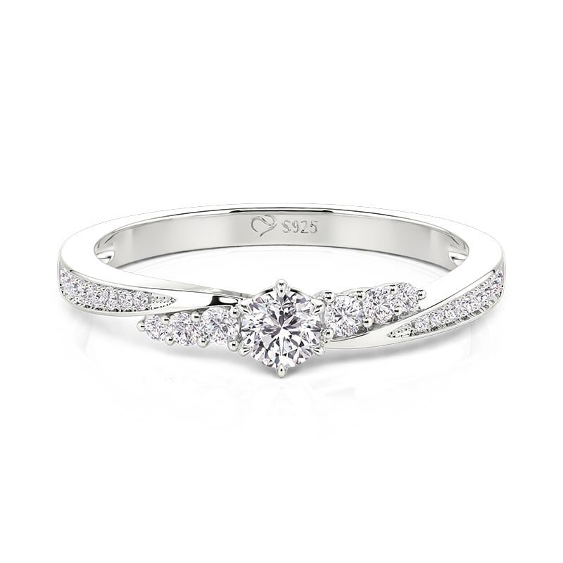 Jeulia Simple Round Cut Pave Bypass Promise Ring