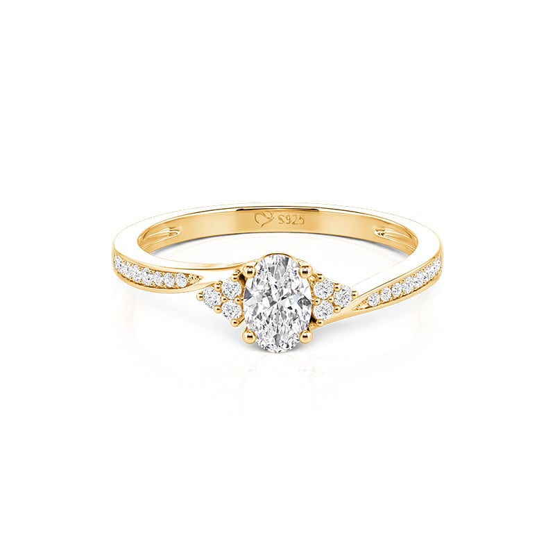 Jeulia Bague de Fiançailles Croisée en Or à Grappe Taille Ovale