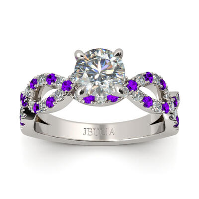 Jeulia Twist Round Cut Sterling Silver Ring