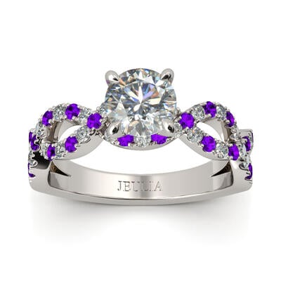 Jeulia Twist Round Cut Sterling Silver Ring