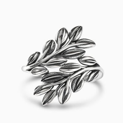 Jeulia "Branches and Leaves" Bypass Design Sterling Silver Ring