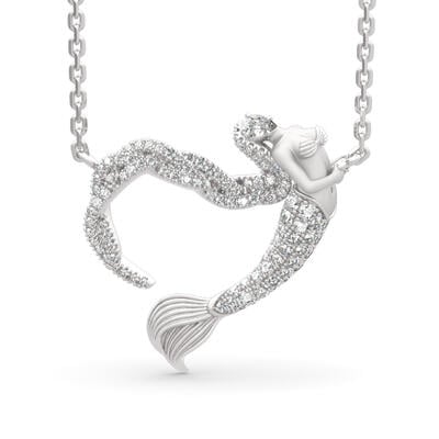 Jeulia "Ocean's Light" Sterling Silver Mermaid Gift Necklace for Valentine's Day