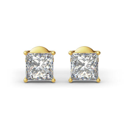 Jeulia Classic Princess Cut Sterling Silver Stud Earrings