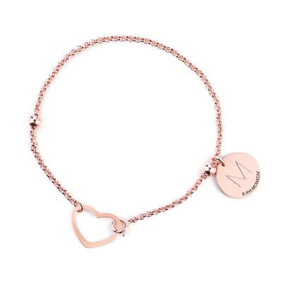 Jeulia Heart Initial Personalized Sterling Silver Bracelet