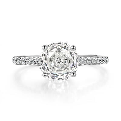 Jeulia Simple Pave Rose Cut Engagement Ring Sterling Silver