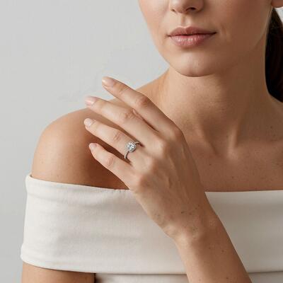 "One and the Only Oath" Cushion Cut Halo Engagement Ring