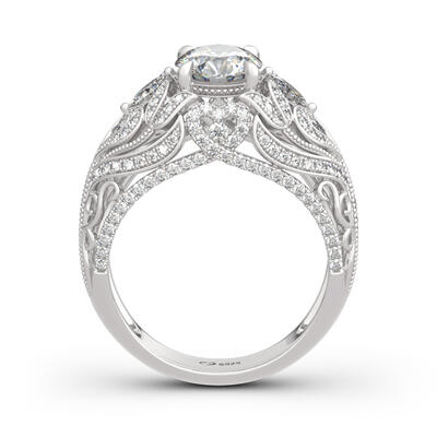 Jeulia Vintage Lace Design Round Cut Sterling Silver Ring