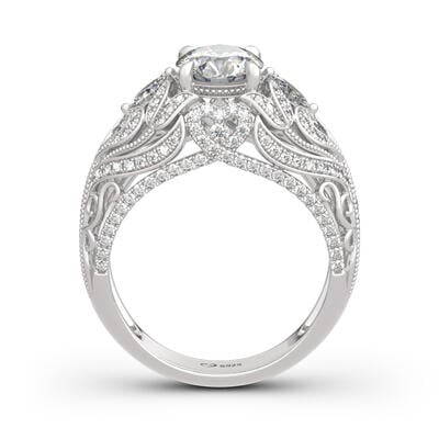 Jeulia Vintage Lace Design Round Cut Sterling Silver Ring
