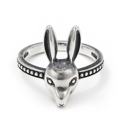 Jeulia "Punk Style" Rabbit Sterling Silver Men's Ring