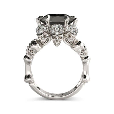 Jeulia Anillo Con Gran Piedras Centras De Caravera De Corte Redondo En Plata De Ley