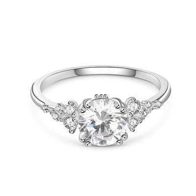 Jeulia Round Cut Cluster Ring Sterling Silver