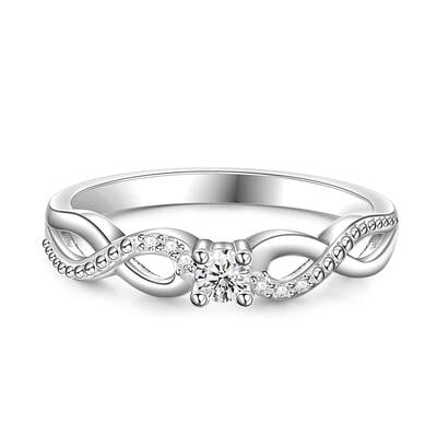 Jeulia Round Solitaire Infinity Ring Twist Design Sterling Silver