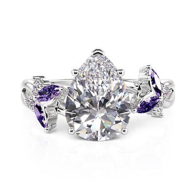 Jeulia Twisted Purple Butterfly Pear Shaped Wedding Ring