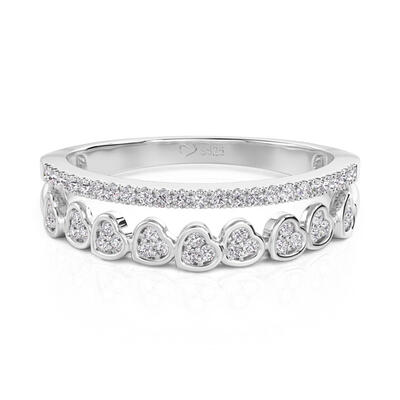Jeulia Double Row Heart Eternity Band Sterling Silver