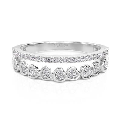 Jeulia Double Row Heart Eternity Band Sterling Silver
