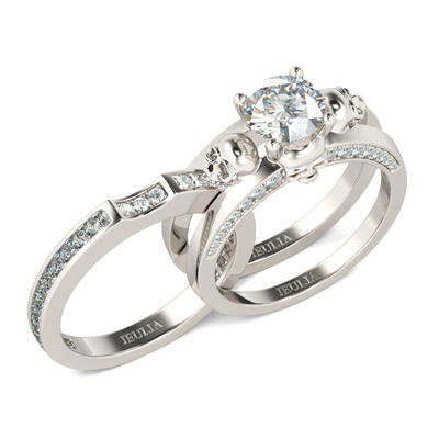 Jeulia Interchangeable Round Cut Sterling Silver Skull Ring