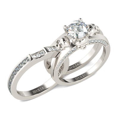 Jeulia Conjunto De Alianzas Intercambiables De Caravera De Talla Redonda En Plata De Ley