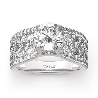 Jeulia Classic Round Cut Sterling Silver Ring