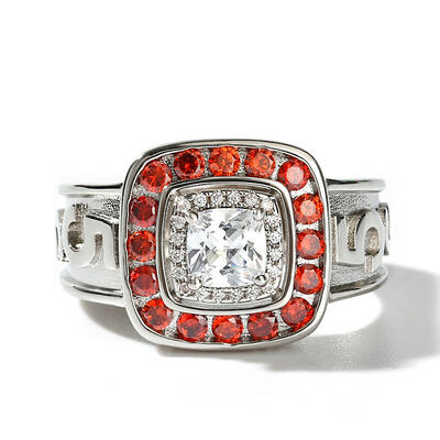 Jeulia "Be Adventurers" Double Halo Cushion Cut Sterling Silver Personalized Ring