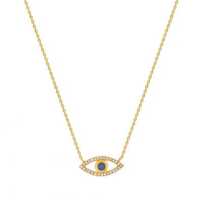 Jeulia "Evil Eye" Round Cut Sterling Silver Necklace