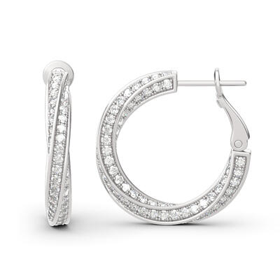 Jeulia Twist Sterling Silver Hoop Earrings