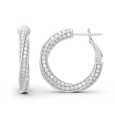 Jeulia Twist Sterling Silver Hoop Earrings
