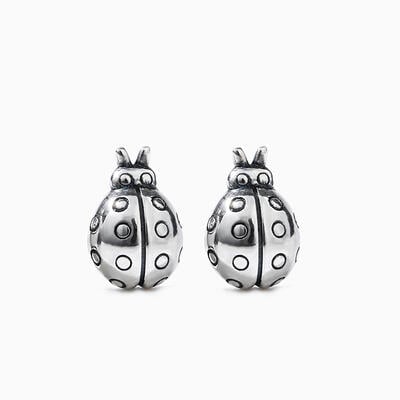 Jeulia "Mini Ladybug" Sterling Silver Earrings