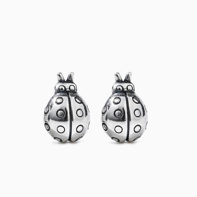 Jeulia "Mini Ladybug" Sterling Silver Earrings
