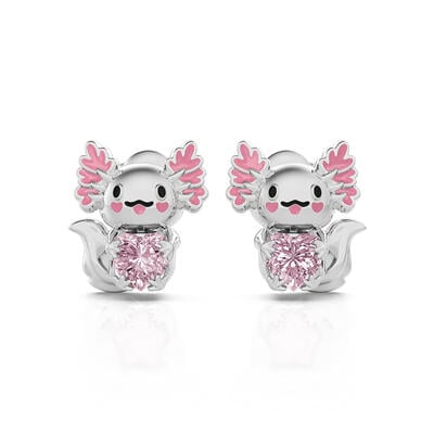 Jeulia Hug Me Aretes Inspirado en Axolotl Mexicano Lindo de Plata de Ley con Esmalte