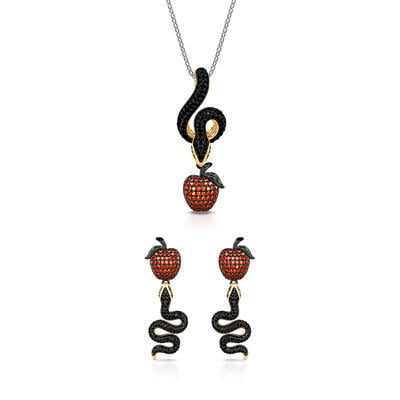 Jeulia "Forbidden Fruit" Snake&Apple Sterling Silver Jewelry Set